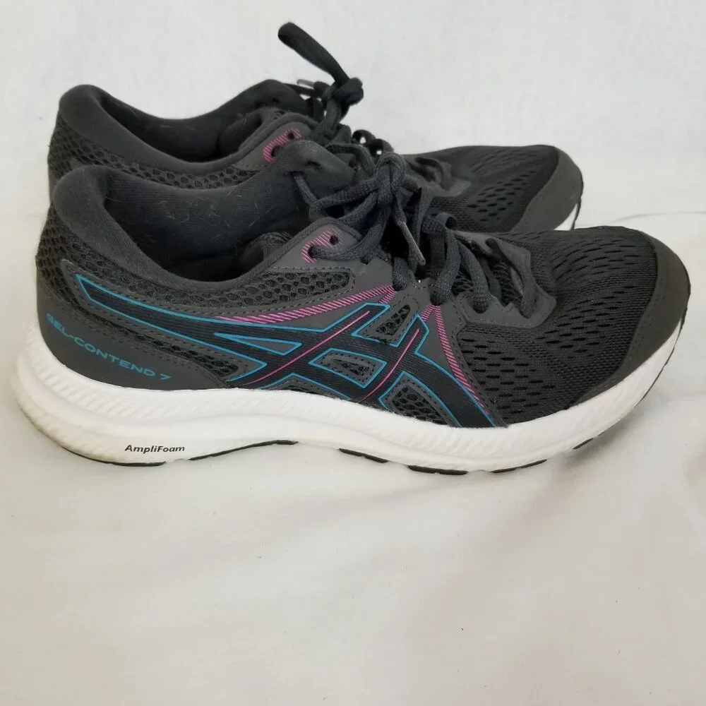 ASICS Gel Contend 7 AmpliFoam Lace Up Running Shoe Black Size 8 ~ 4399 - Picture 4 of 10